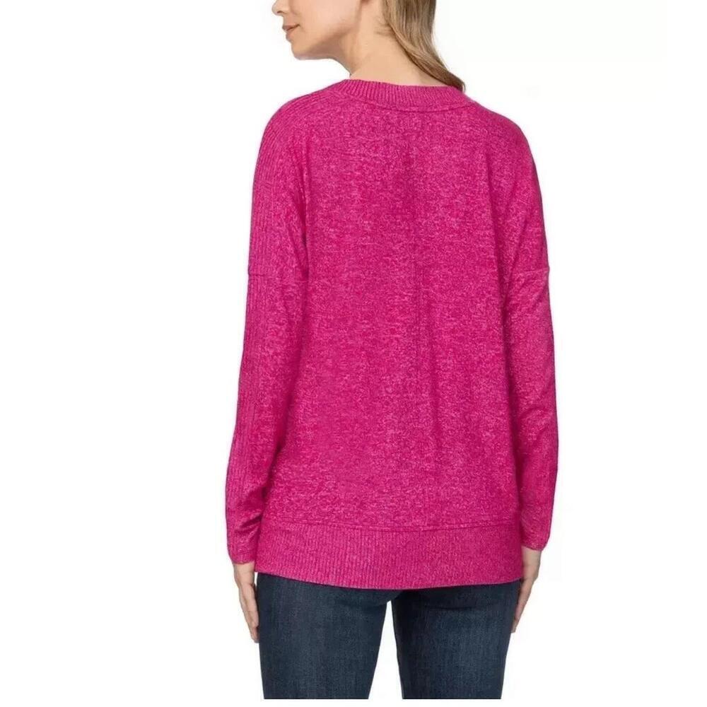 Buffalo Women's Super-Soft V-Neck Long Sleeve Top, Raspberry Mix, Size M. AT - Picture 2 of 2